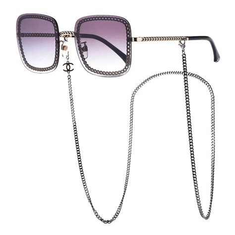 chanel square glasses with chain|Chanel eyeglasses with chain.